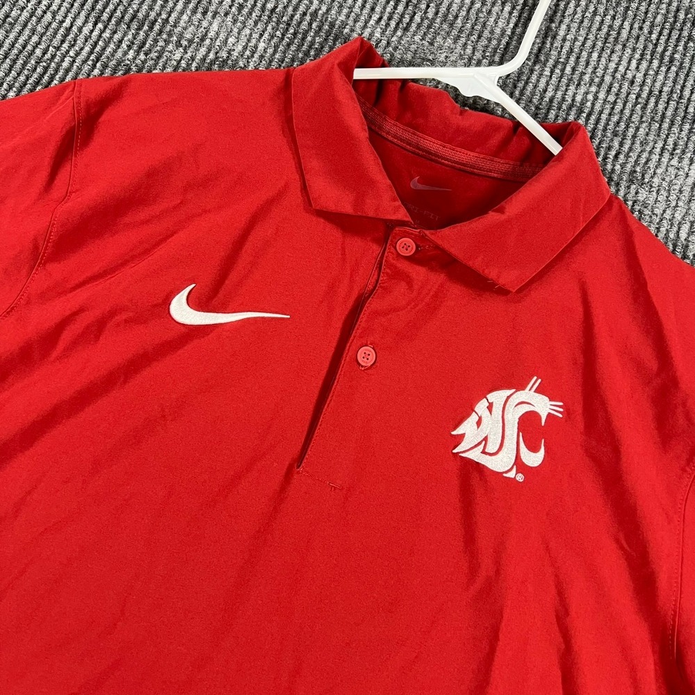 Washington State Cougars Polo Shirt Mens Nike Medium Red Short Sleeve Performanc